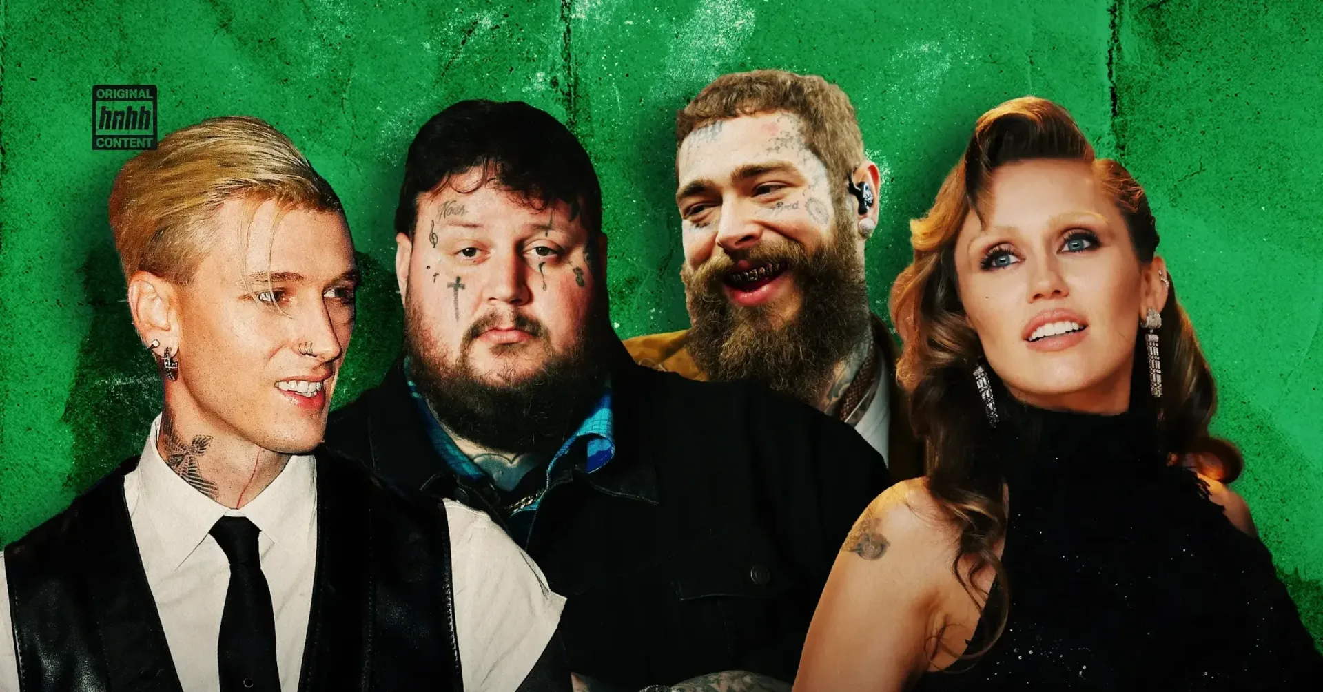 Miley Cyrus, Post Malone, Jelly Roll, Kid Rock, Machine Gun Kelly and Chanel West Coast represented in a genre-pivot music feature