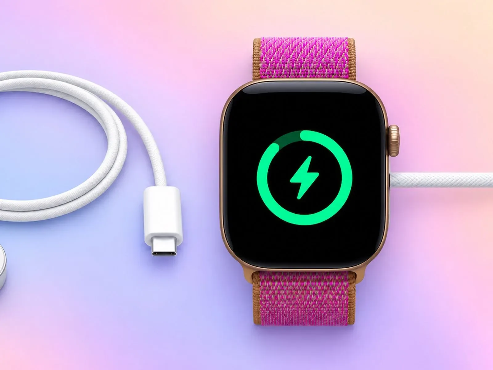 Apple Watch Ultra 4 connected to a USB-C Power Delivery charger