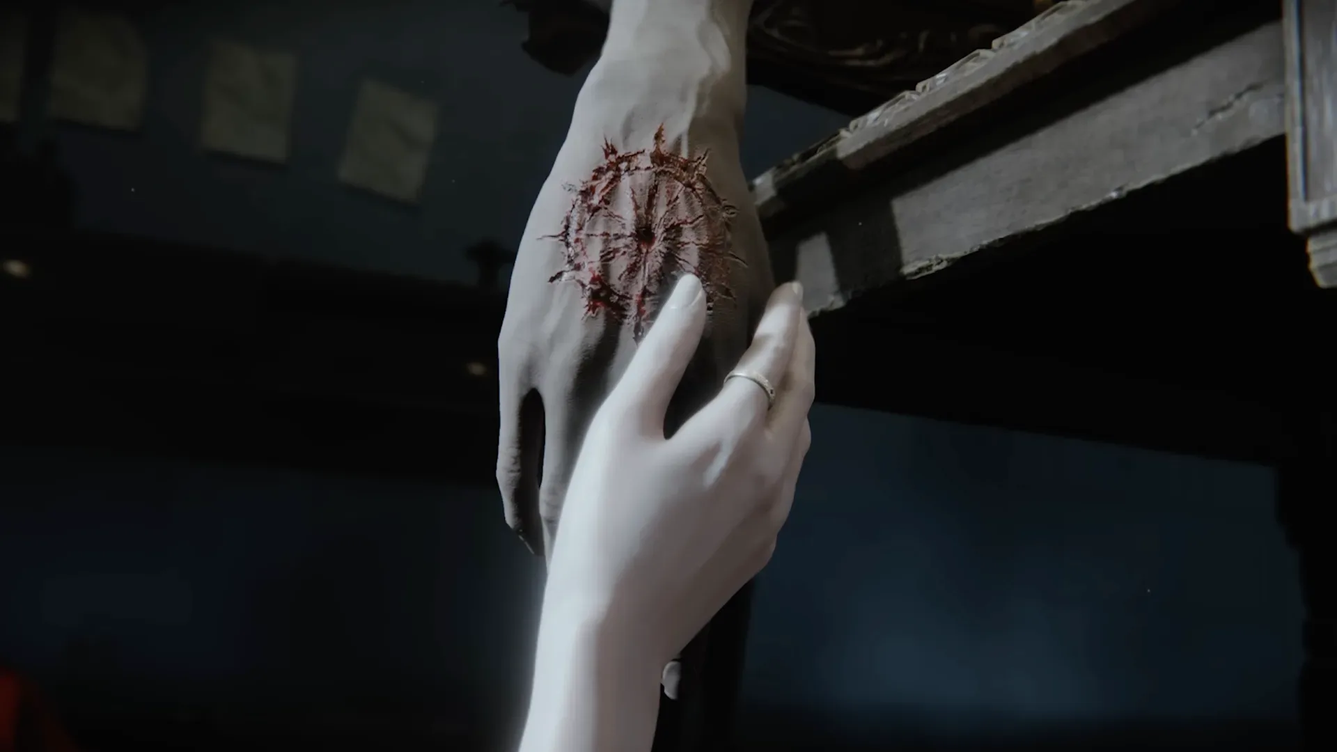 Characters limply hold hands in The Duskbloods