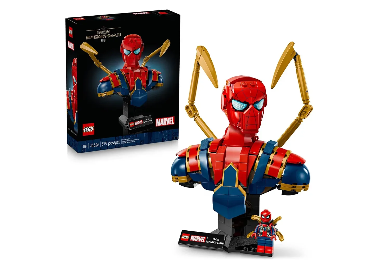 LEGO Marvel Iron Spider-Man Bust on its display base