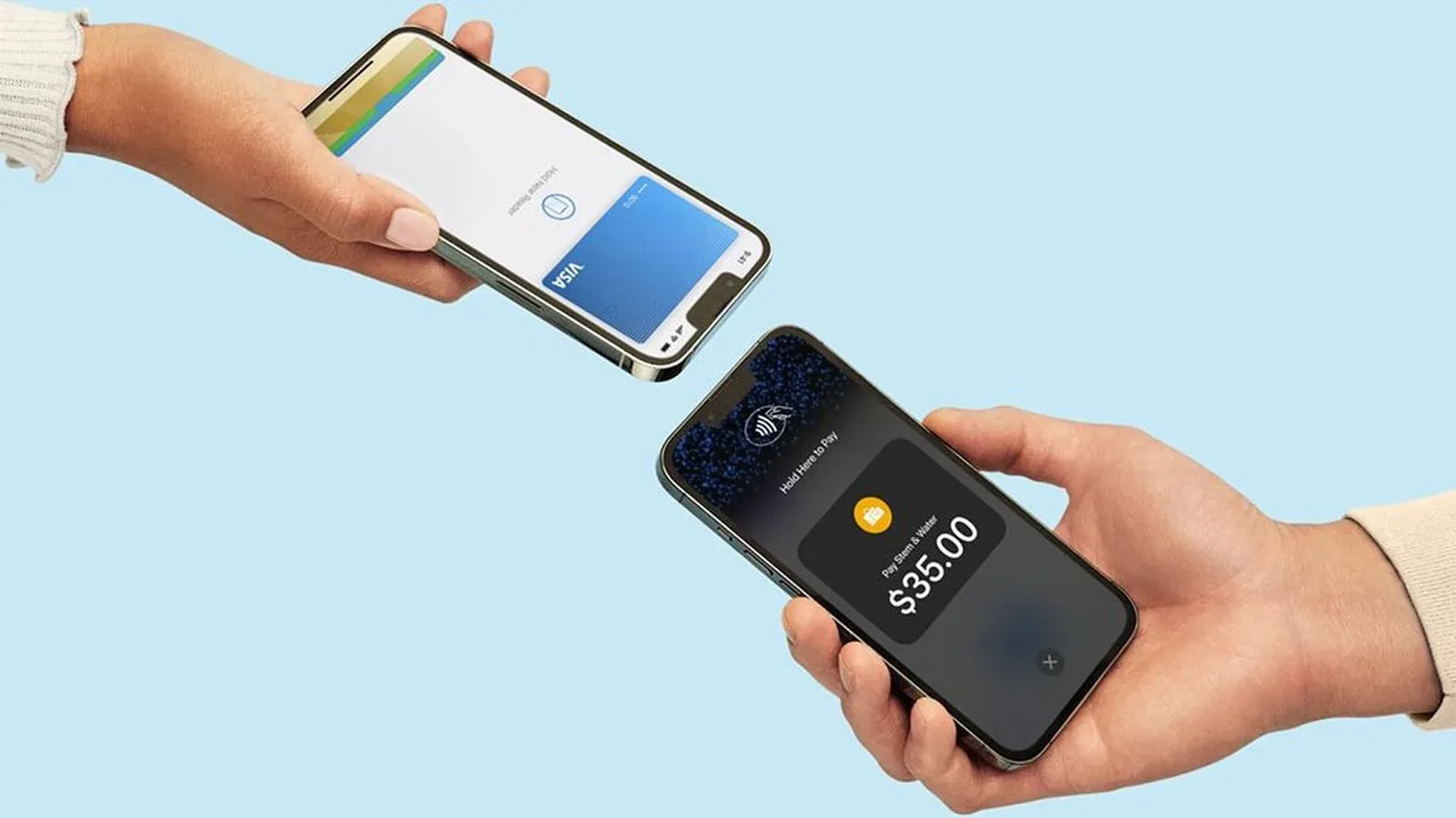 An iPhone accepting a contactless payment from a customer’s card or smartphone