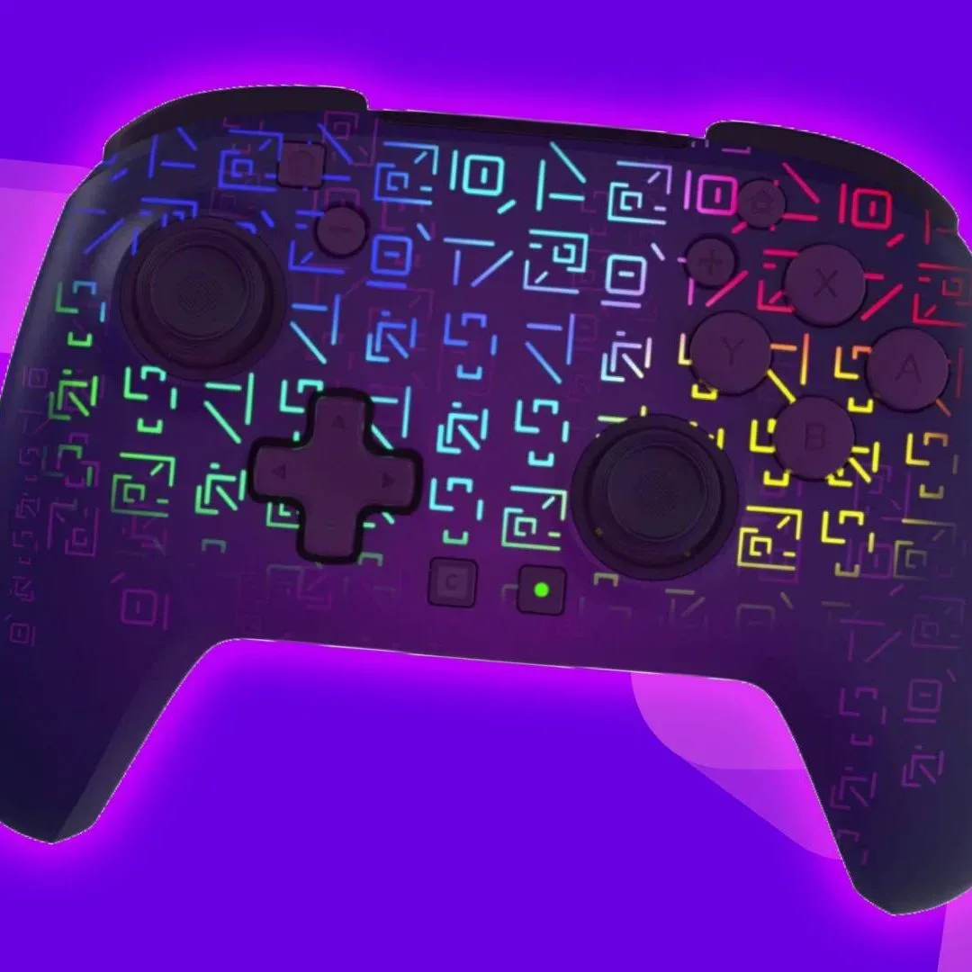 Rainbow rune lighting effect on the Fortnite Kevin the Cube Switch 2 controller
