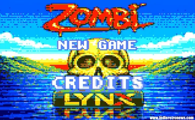 Atari Lynx displaying the Zombi horror adventure demo