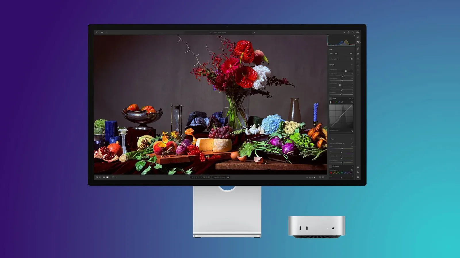 Apple Mac mini beside a desktop monitor