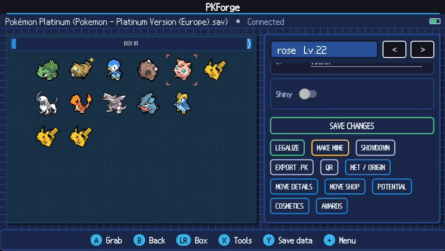 PKForge compatibility view for Pokémon games and Android emulators