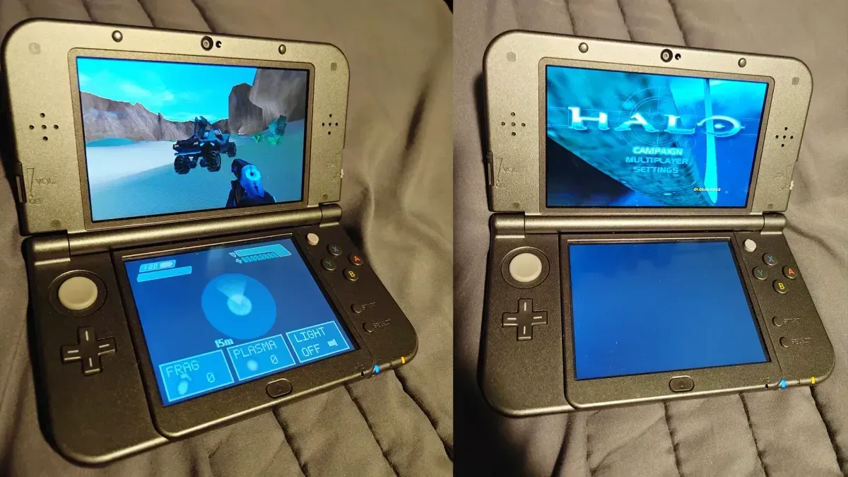 Halo: Combat Evolved running on a New Nintendo 3DS in an unfinished fan port
