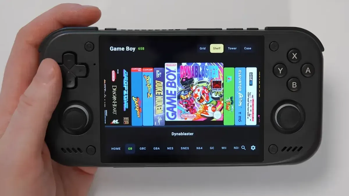 Jump Android frontend showing a retro game library with box art