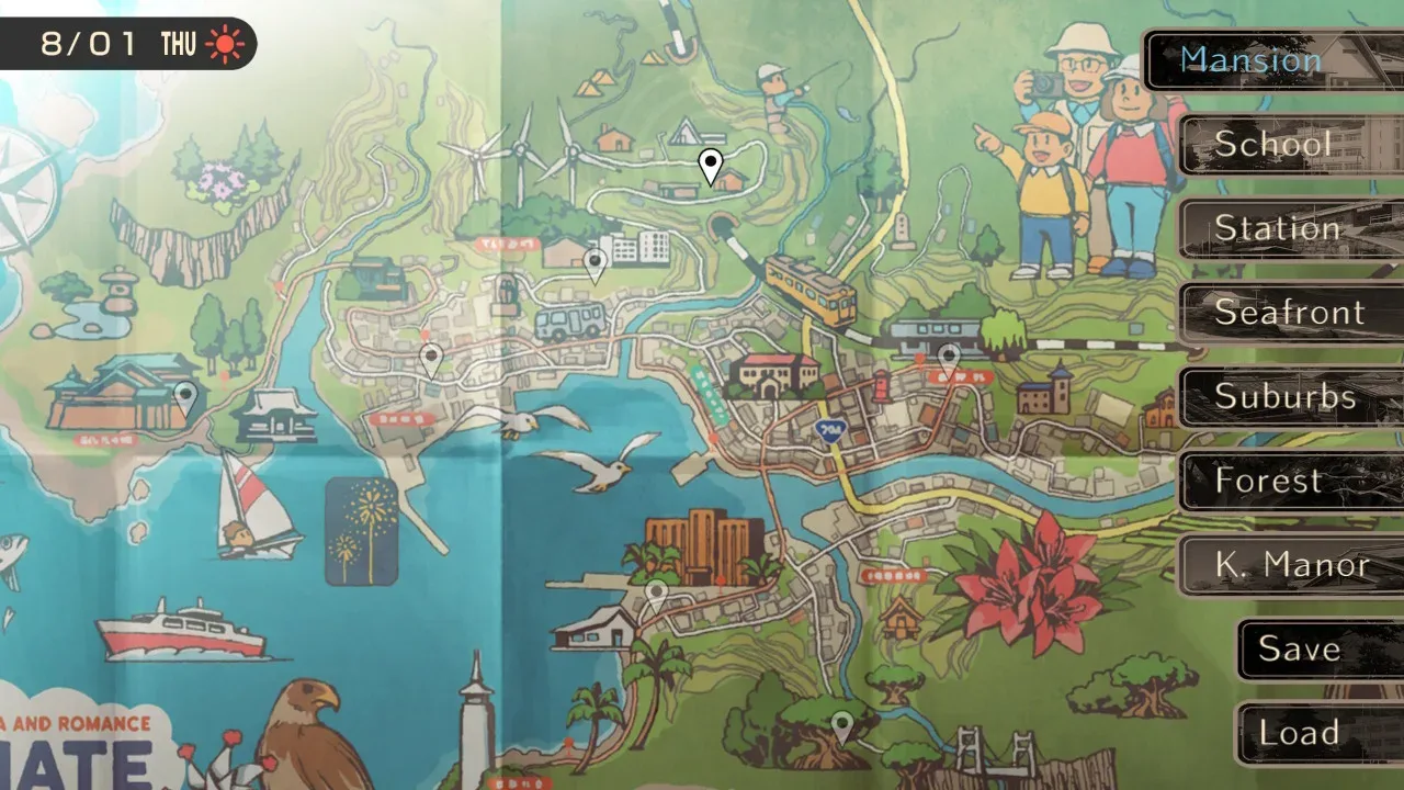 A visual novel scene representing the route-selection structure in World End Syndrome