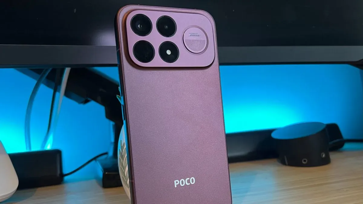 Poco F9 Ultra shown from the rear with its raised camera array