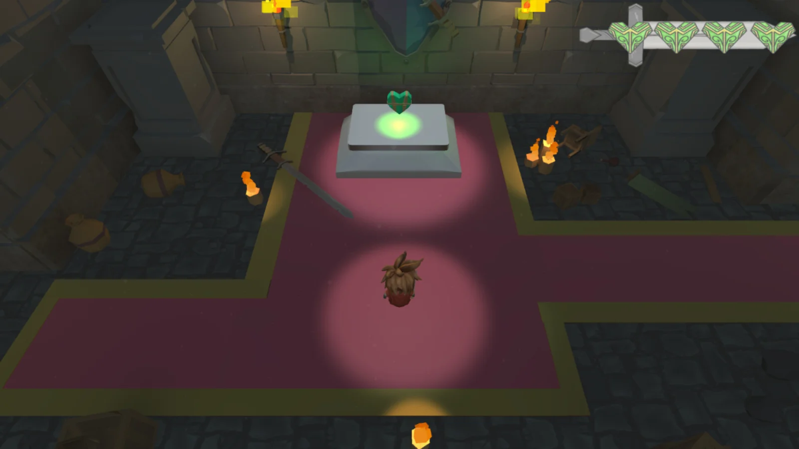 Official Oops! You're the Hero! screenshot showing the hero approaching a glowing artifact