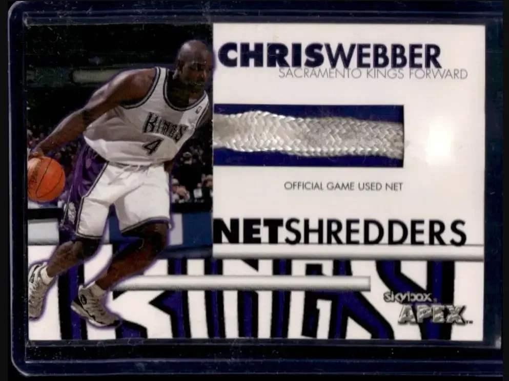 1999 Skybox APEX Net Shredders featured swatches of game-used basketball nets.