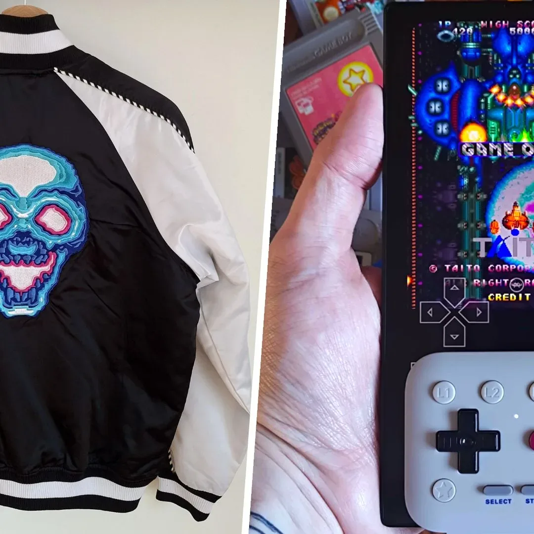 Truxton bomber jacket with skull bomb artwork on the back