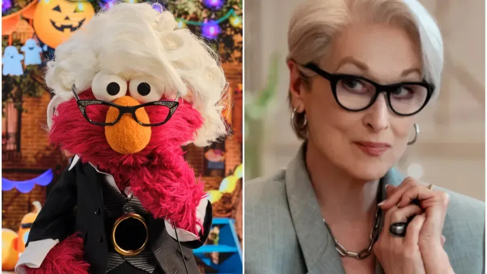 Elmo Dresses as Miranda Priestly for Halloween, Delivers a Cerulean-Level Burn to Cookie Monster