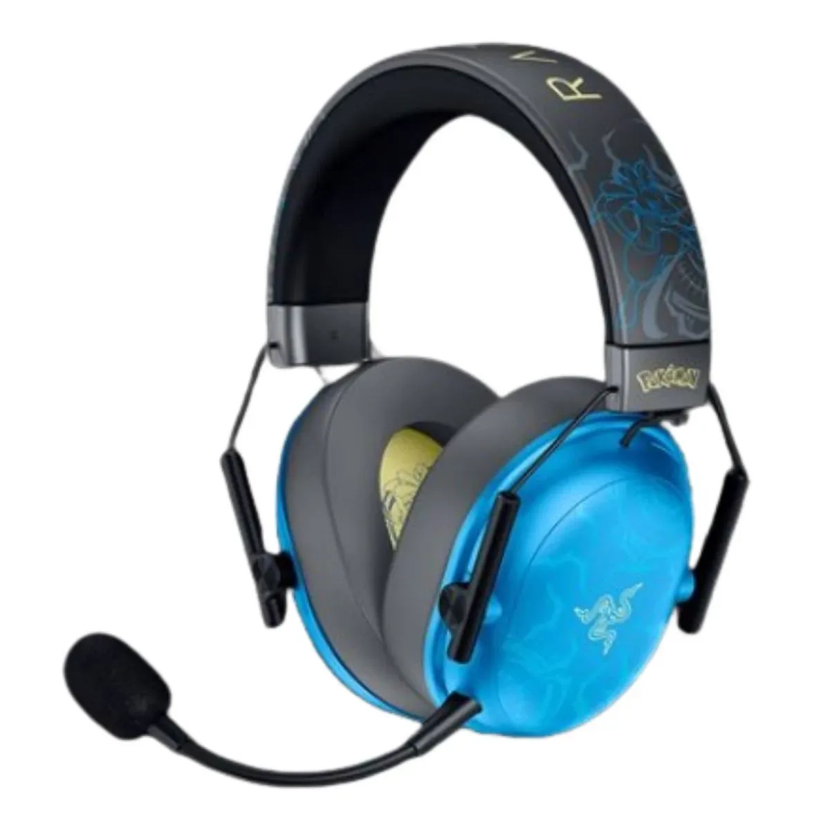 Image of the Lucario Edition Razer BlackShark V3 X HyperSpeed headset with a white background.