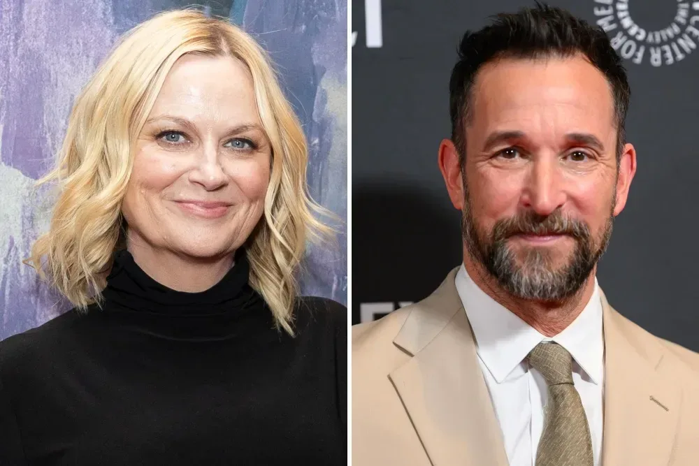 Amy Poehler and Noah Wyle discussing romance and graphic medical drama in The Pitt