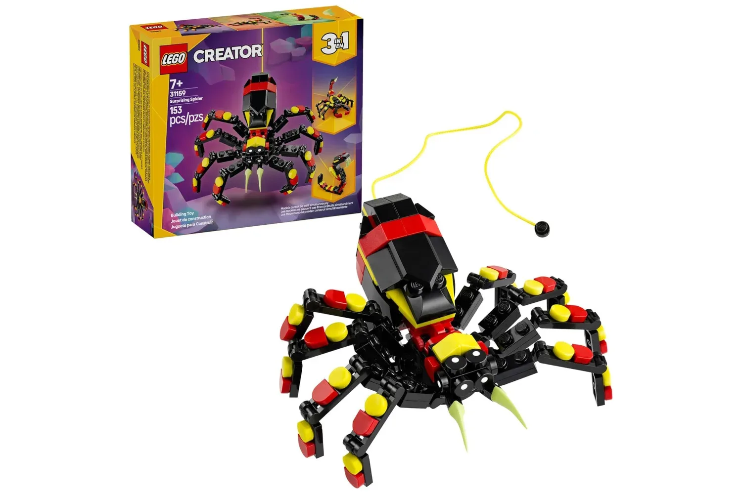 LEGO Creator 3-in-1 Wild Animals set assembled as a spider