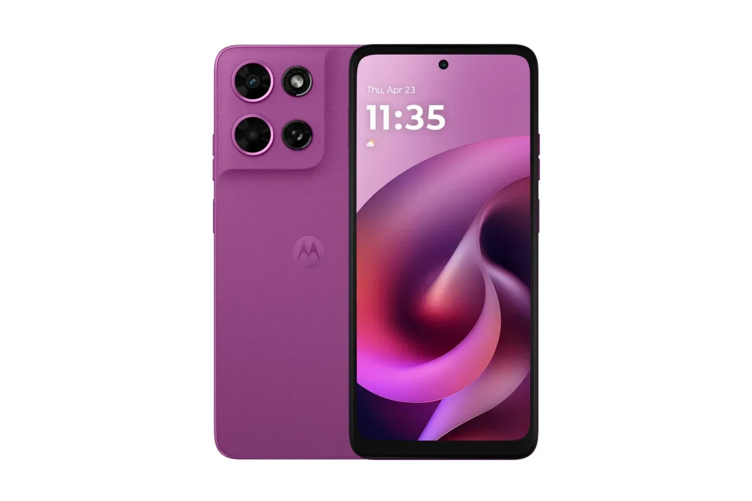 Motorola Moto G (2026) smartphone in Pantone Cattleya Orchid