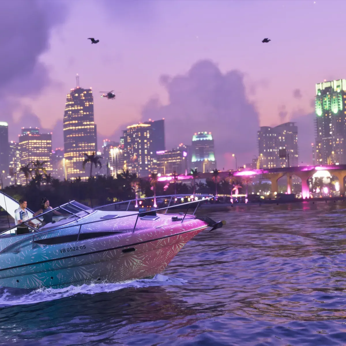 A glowing Welcome to Vice City sign displayed above Miami’s Kaseya Center
