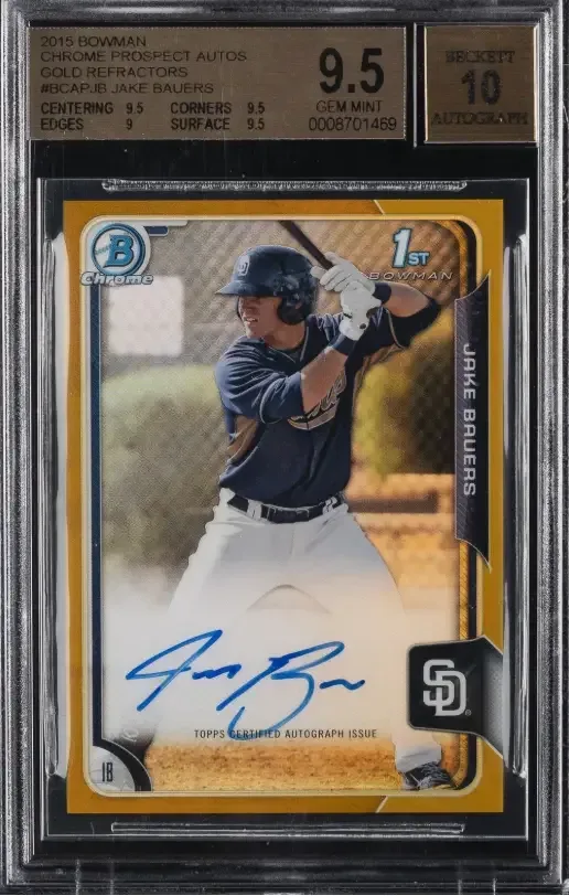 2015 Bowman Chrome Jake Bauers Gold prospect autograph graded BGS 9.5