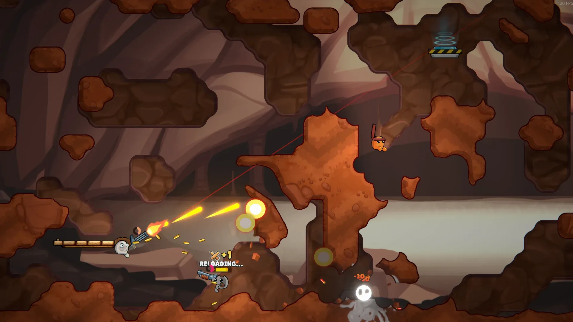 Guns & Goo announcement artwork showing a 2D multiplayer battle arena