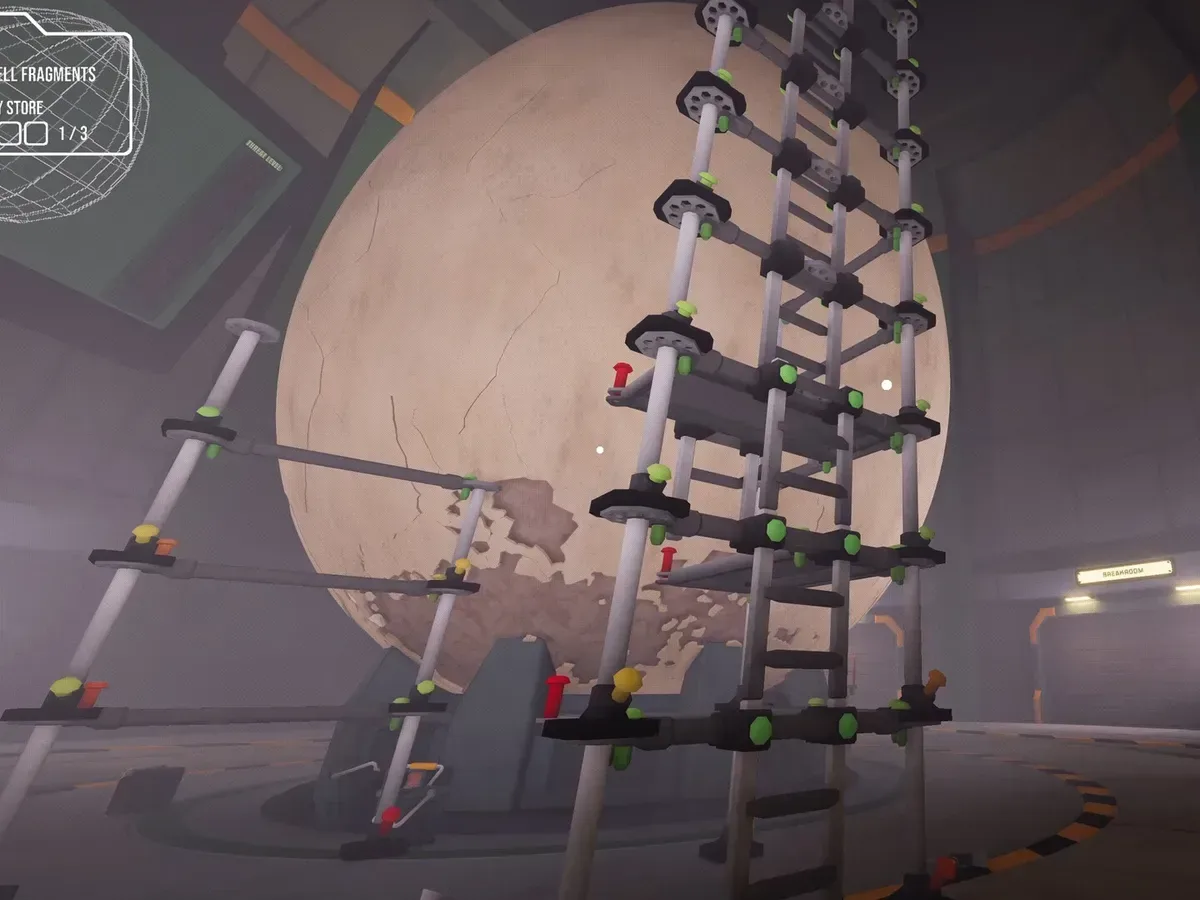 Players using tools and scaffolding around the egg in Crack