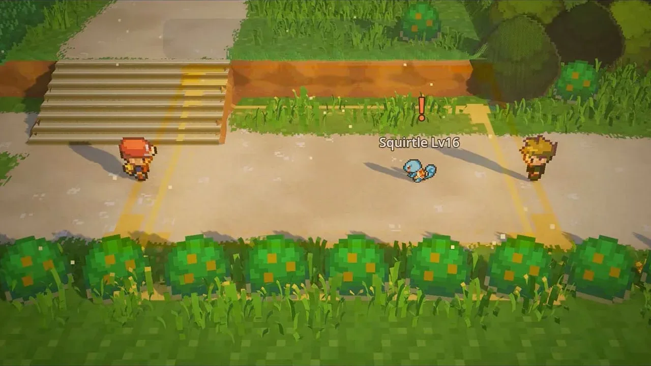 A real-time Pokémon Battle Advanced boss battle displays health bars during a Gym-style encounter