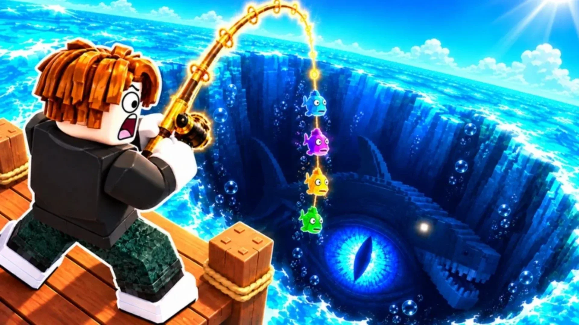 Deep Fishing Shop menu with the code redemption field at the bottom