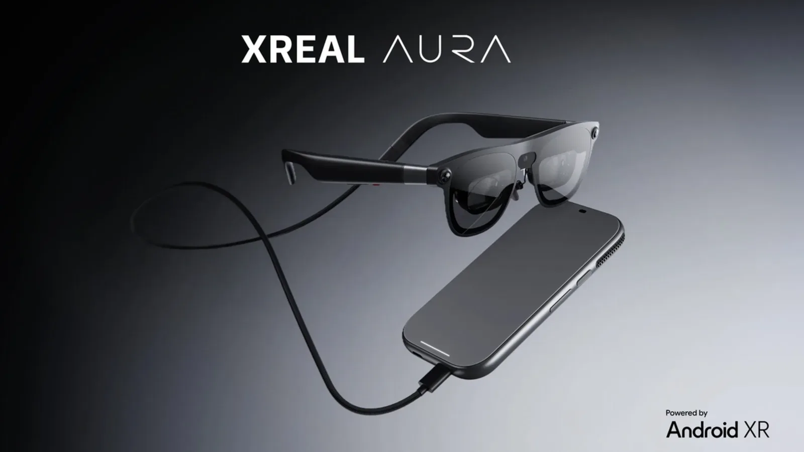 Xreal Aura smartglasses with tethered compute puck