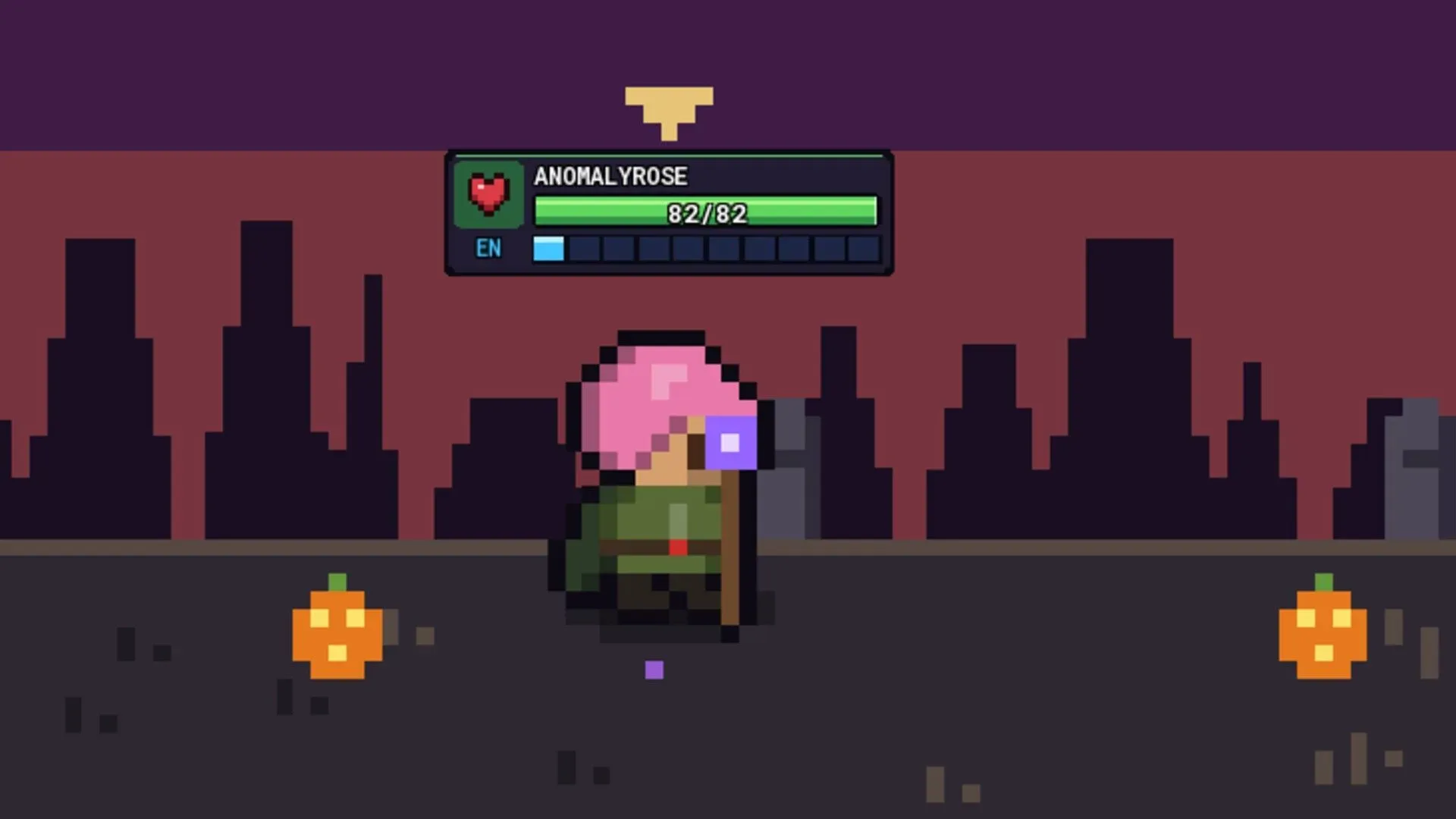 A pixelated pink-haired mage heads out on an adventure in Pixel Lineage on Roblox.