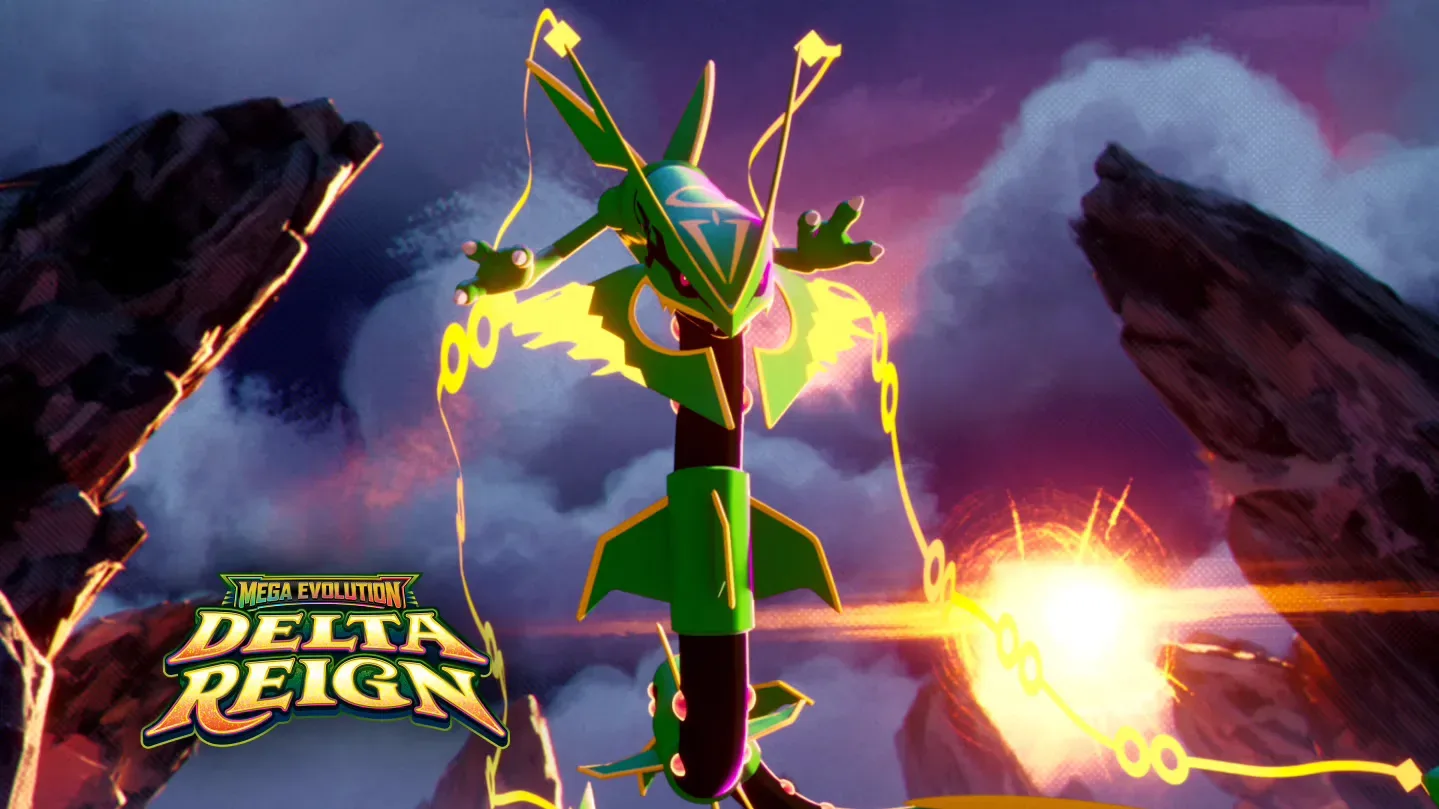 Mega Rayquaza ex special illustration rare card from Pokémon TCG Mega Evolution—Delta Reign