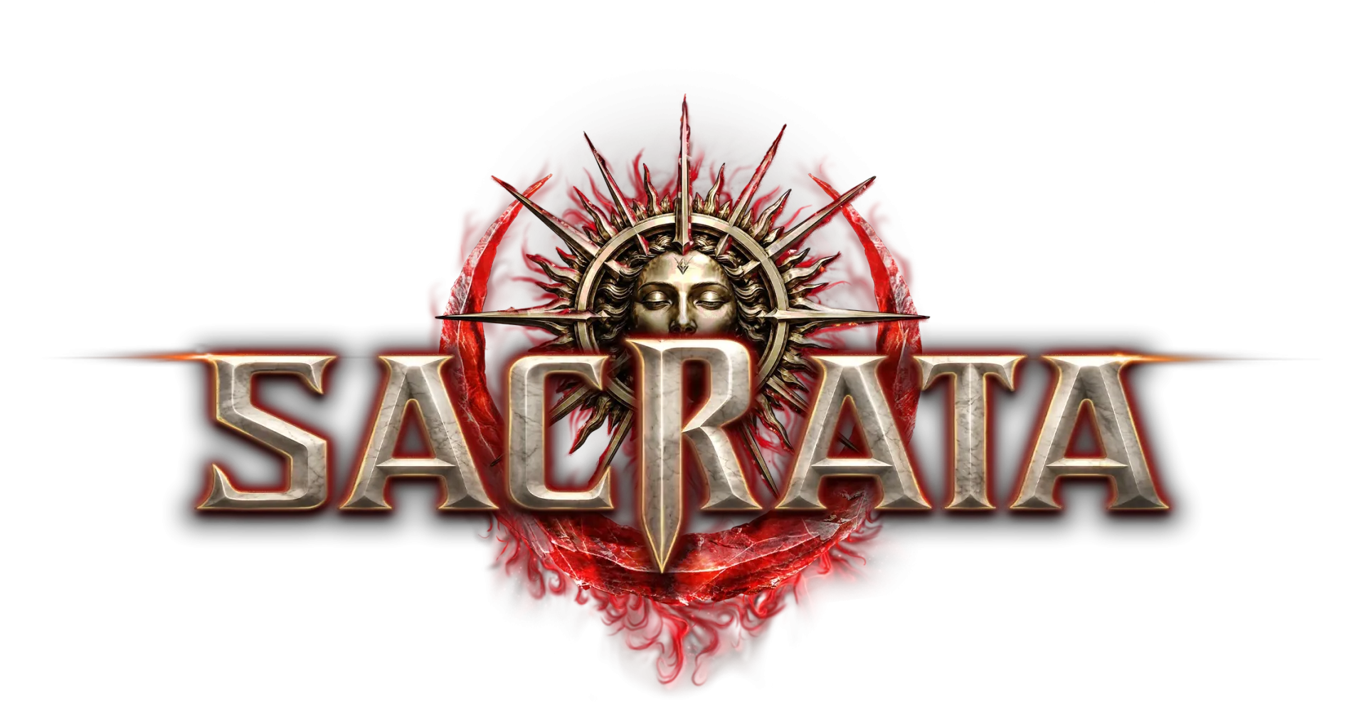 SACRATA dark fantasy goddess character facing a dense enemy horde