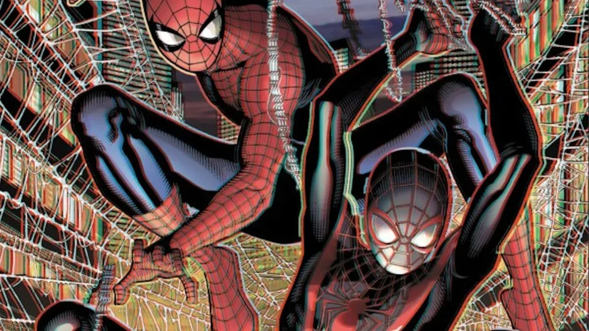Spider-Men #1 Pan Dimensional 3D Edition with included red-and-blue 3D glasses