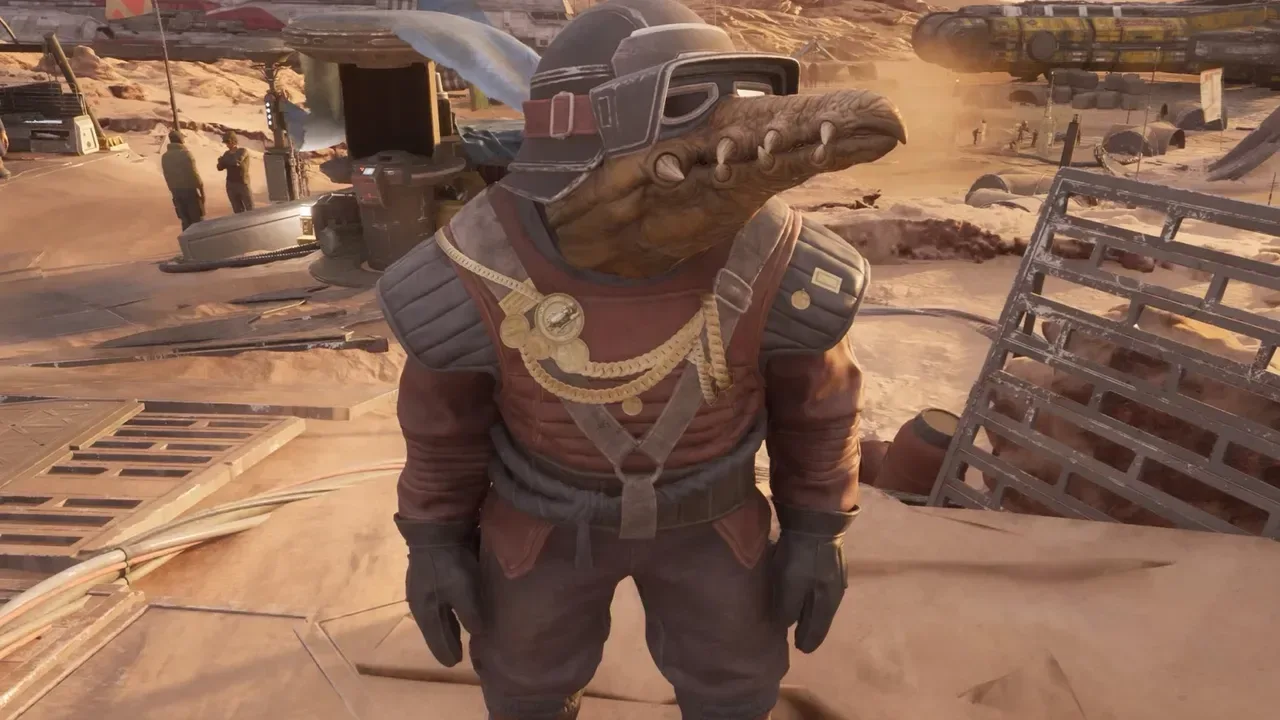 Biddy Blas offering the player a suspicious gift in Galactic Racer