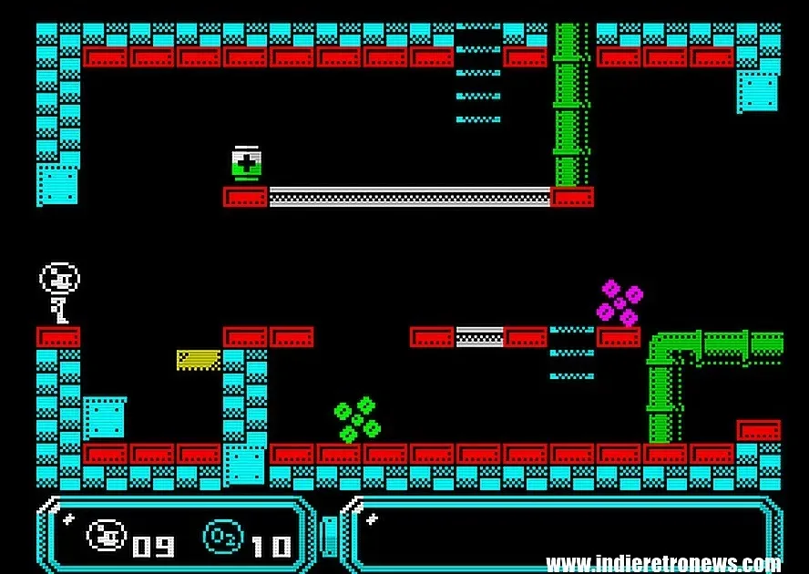 Outpost gameplay screen featuring alien threats and platforming