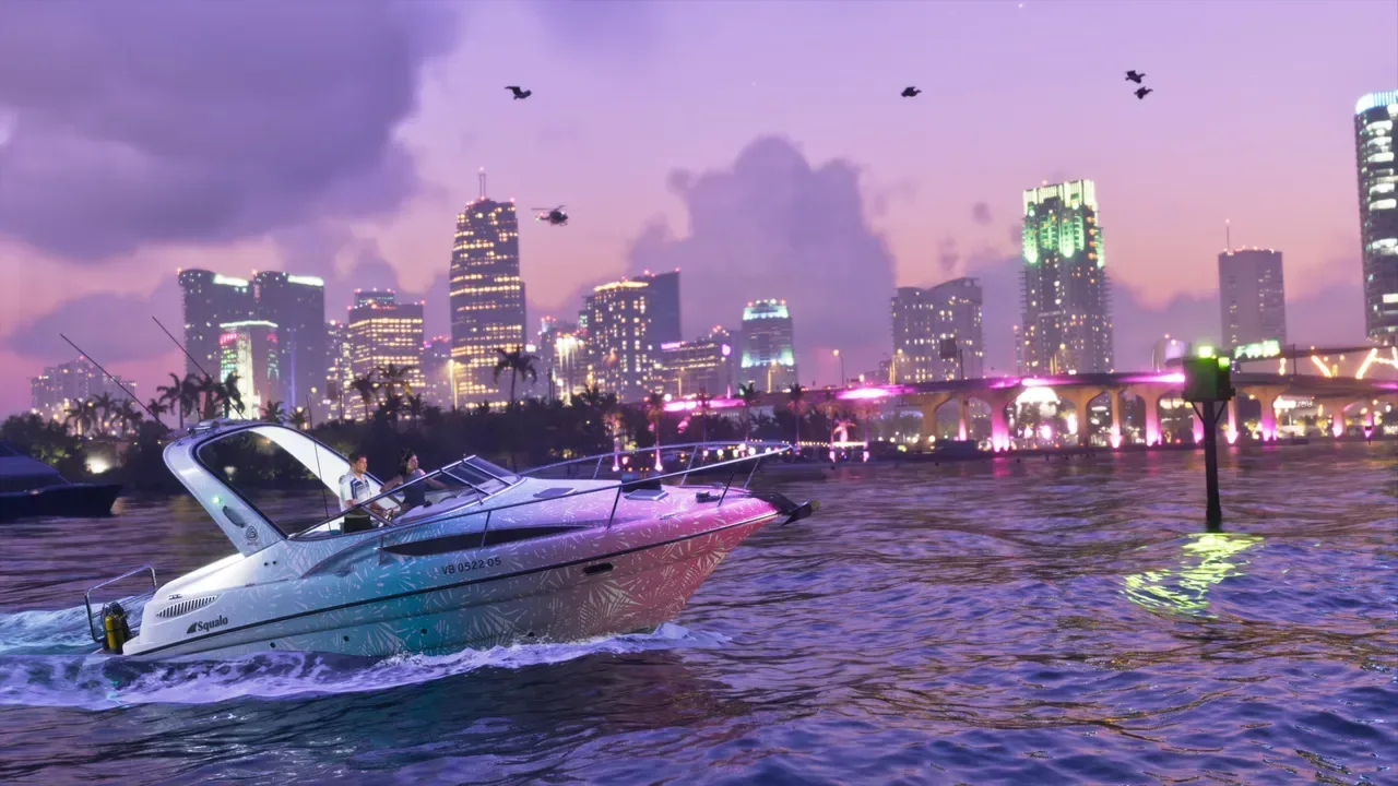 A Vice City-branded blimp travelling as part of GTA 6 marketing