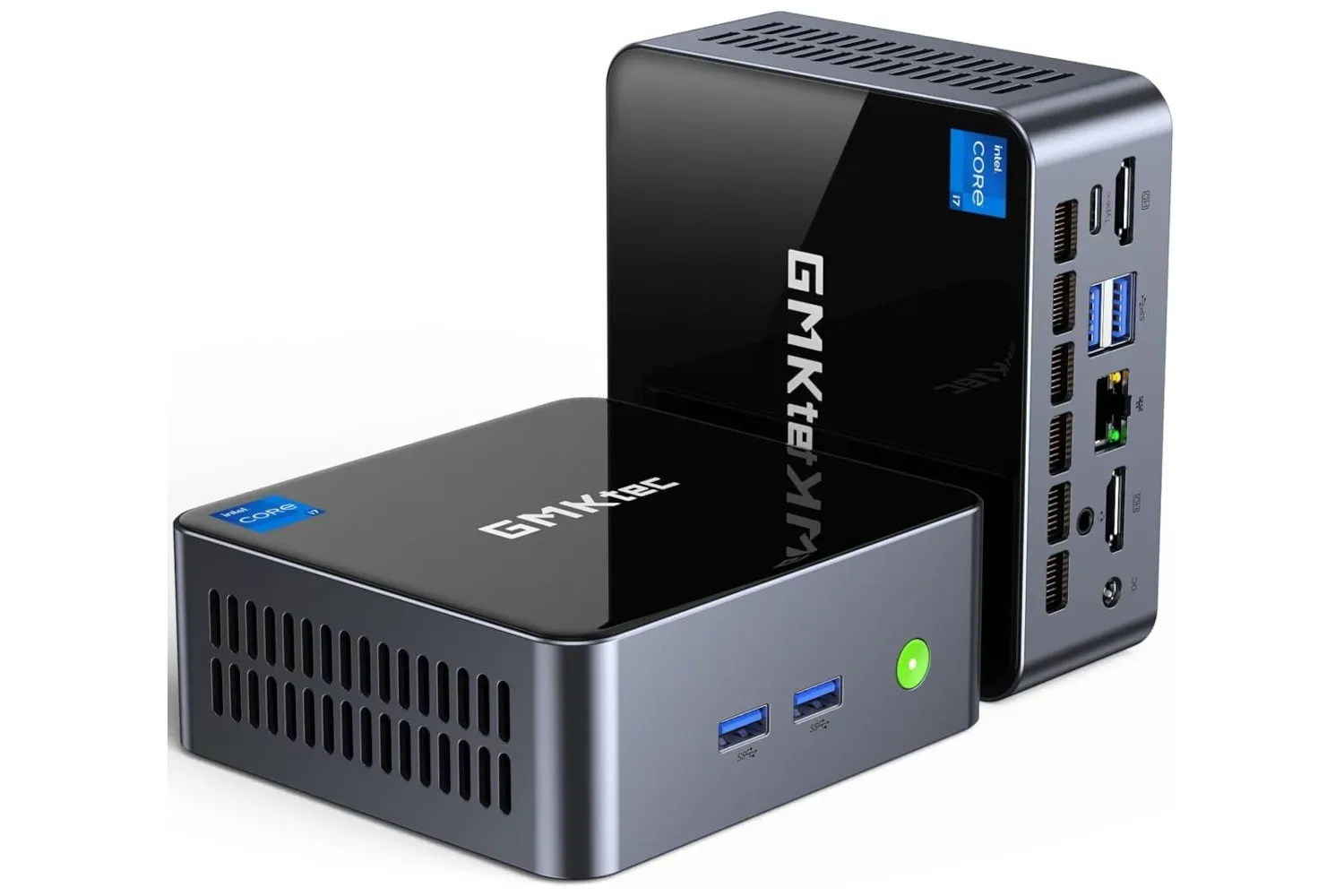GMKtec mini PC configured with Intel Core i7 processor, 16GB RAM and 1TB SSD