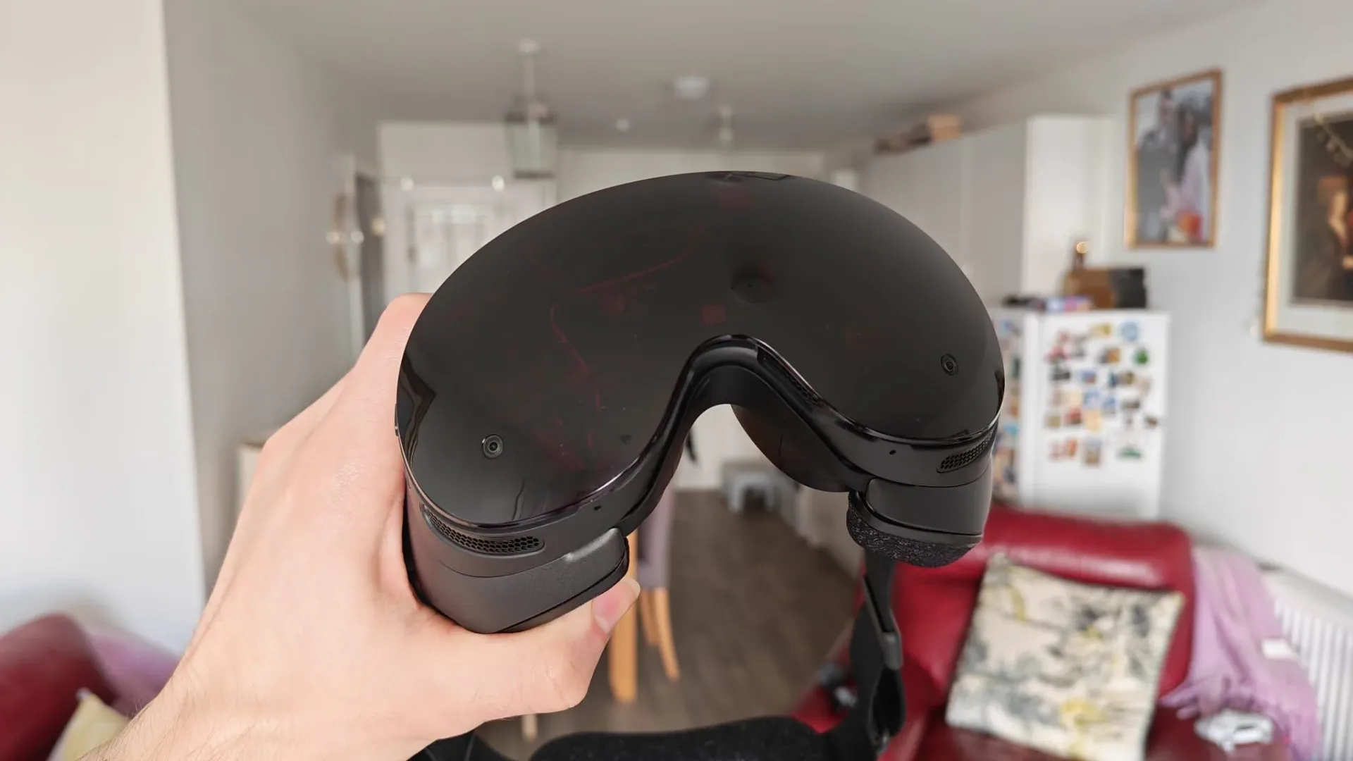 Steam Frame headset used as a large virtual screen for a Steam game