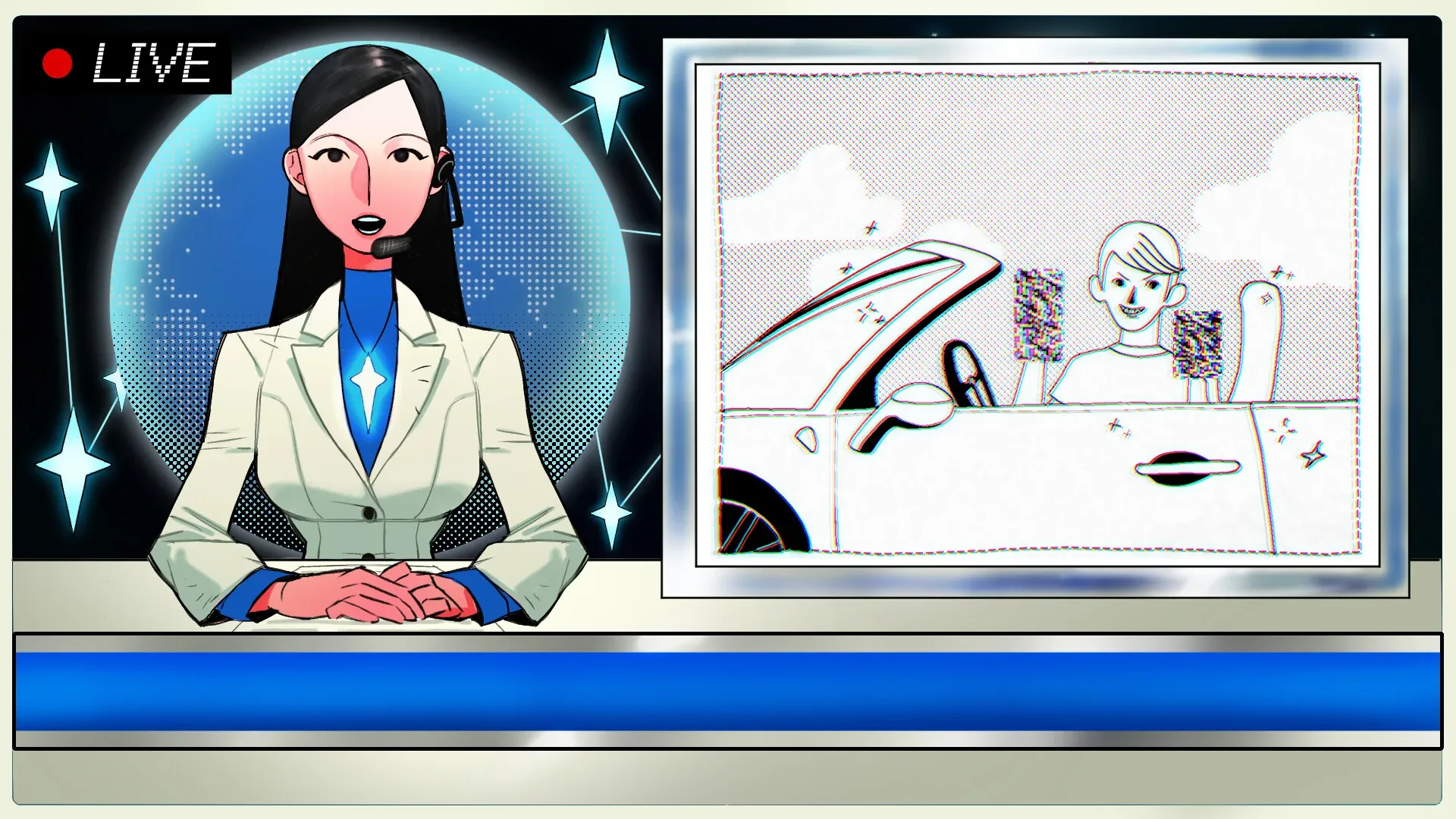 Finding Polka uses hand-drawn sketch-style characters and animation in a dense town