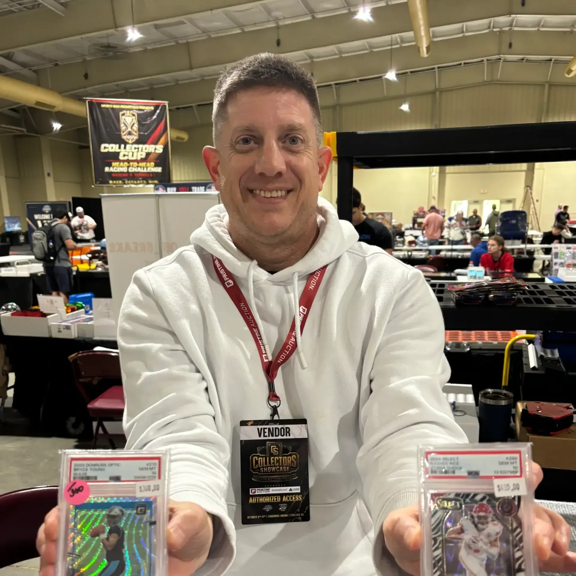 Modern quarterback football cards with dealer price tags