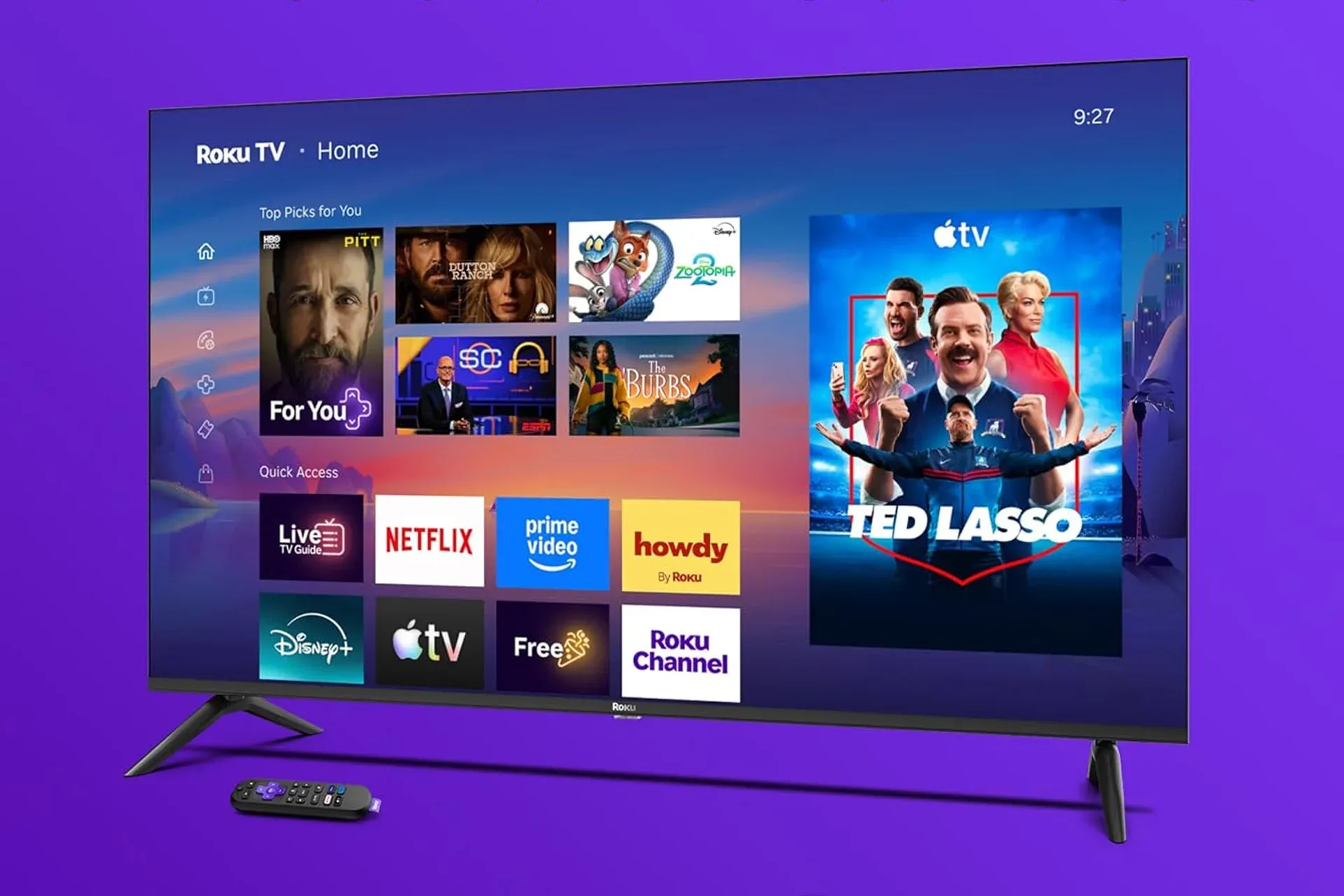 Roku 50-inch Select Series smart TV showing its Roku streaming interface