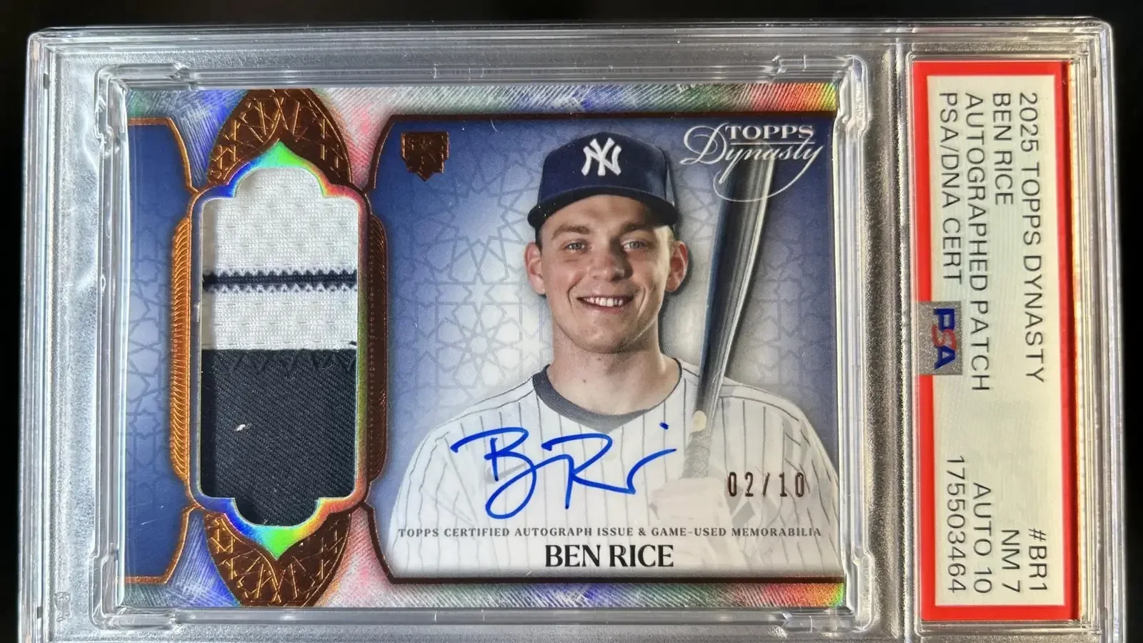 Ben Rice baseball card with autograph and patch window