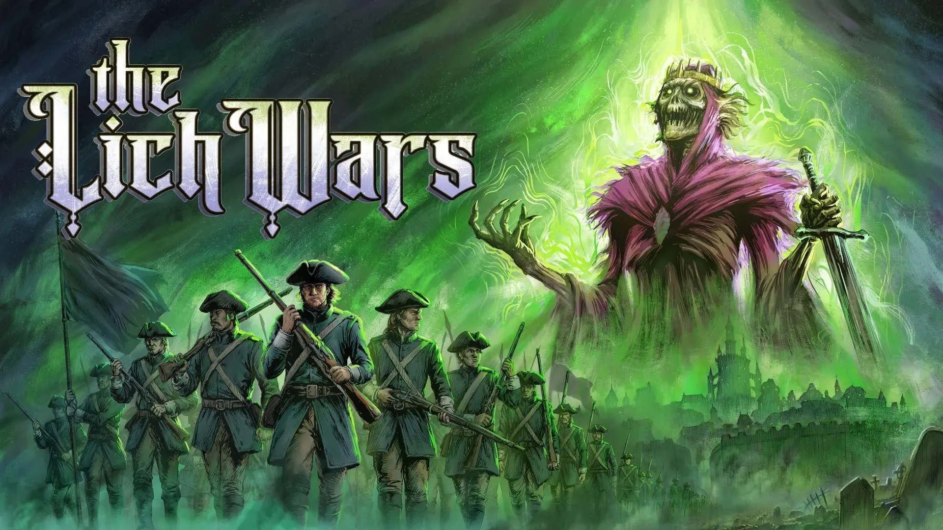 The Lich Wars Gothic musketeer RPG tabletop miniature scene