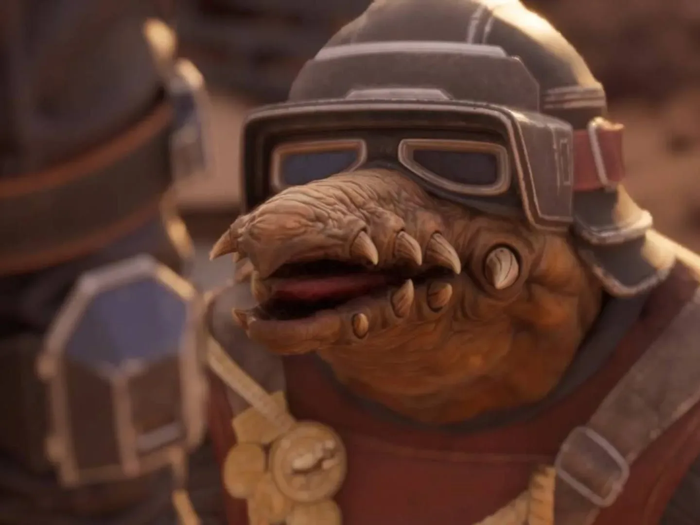 Star Wars Galactic Racer Biddy Blas talking to Shade.