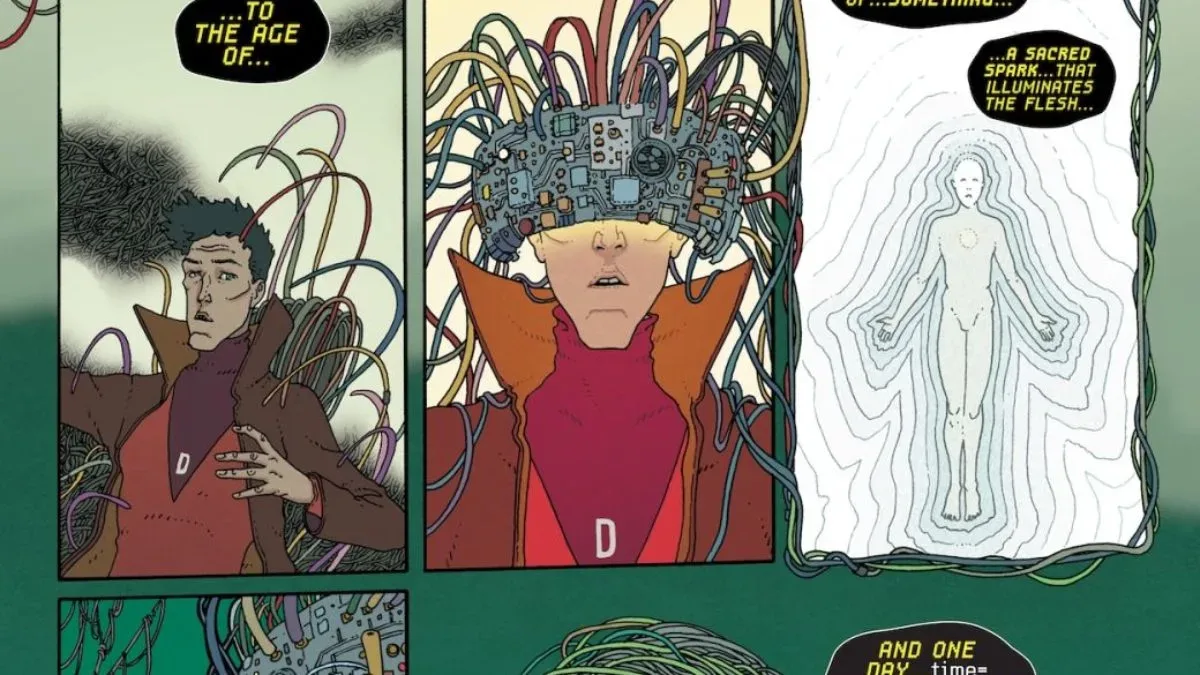 The Deadman #5 comic cover featuring Boston Brand in a surreal future setting