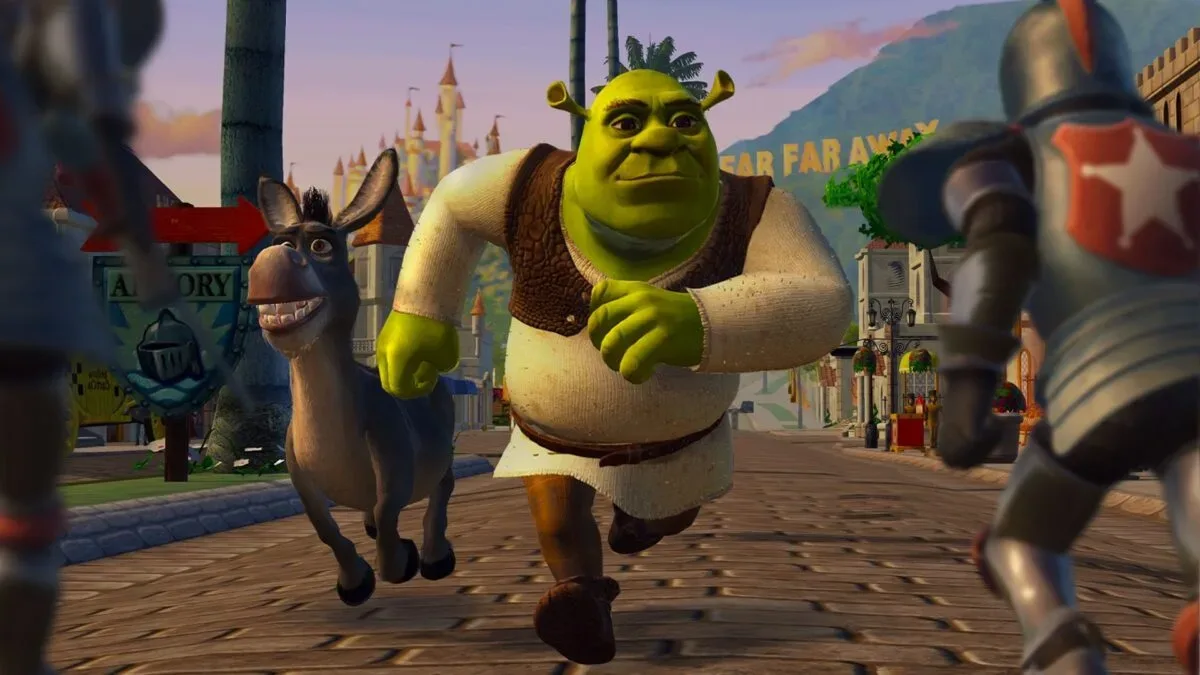 Shrek 2: Remastered promotional artwork featuring the game’s fairy-tale characters