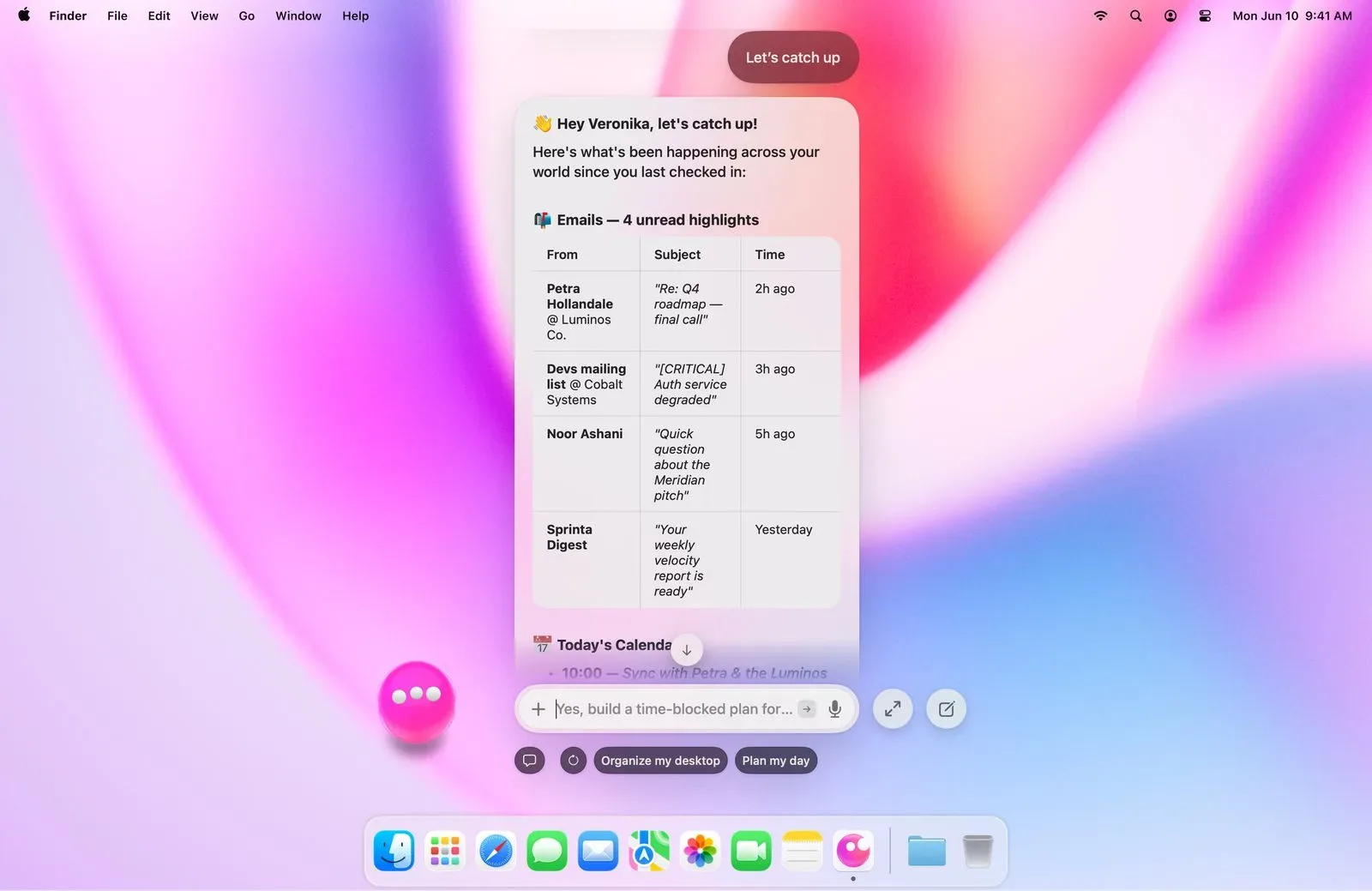 Eney AI assistant interface on a Mac
