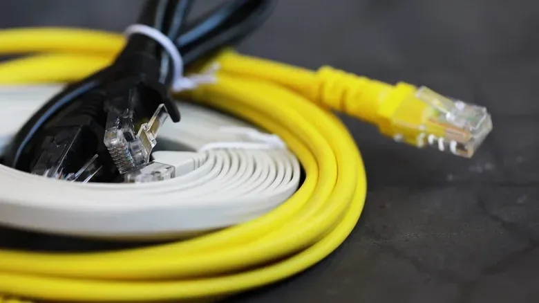 Direct-burial Ethernet cable markings showing outdoor-use rating