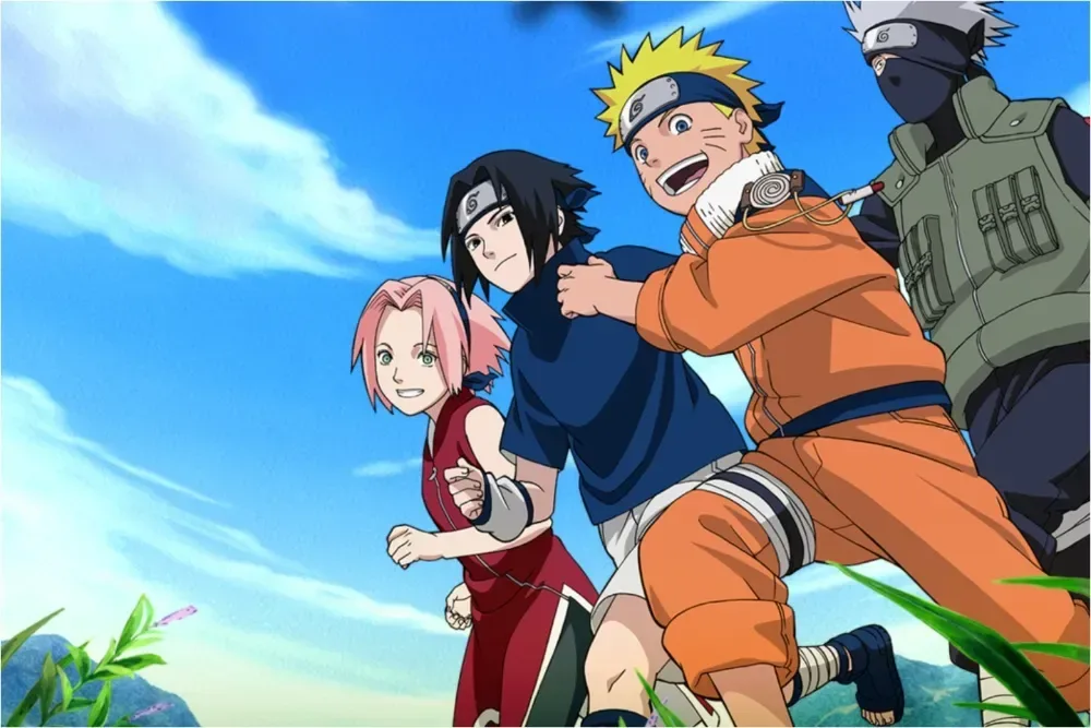 Naruto, Sasuke and Sakura of Team 7 in the announced NARUTOxNINKŪ crossover anime
