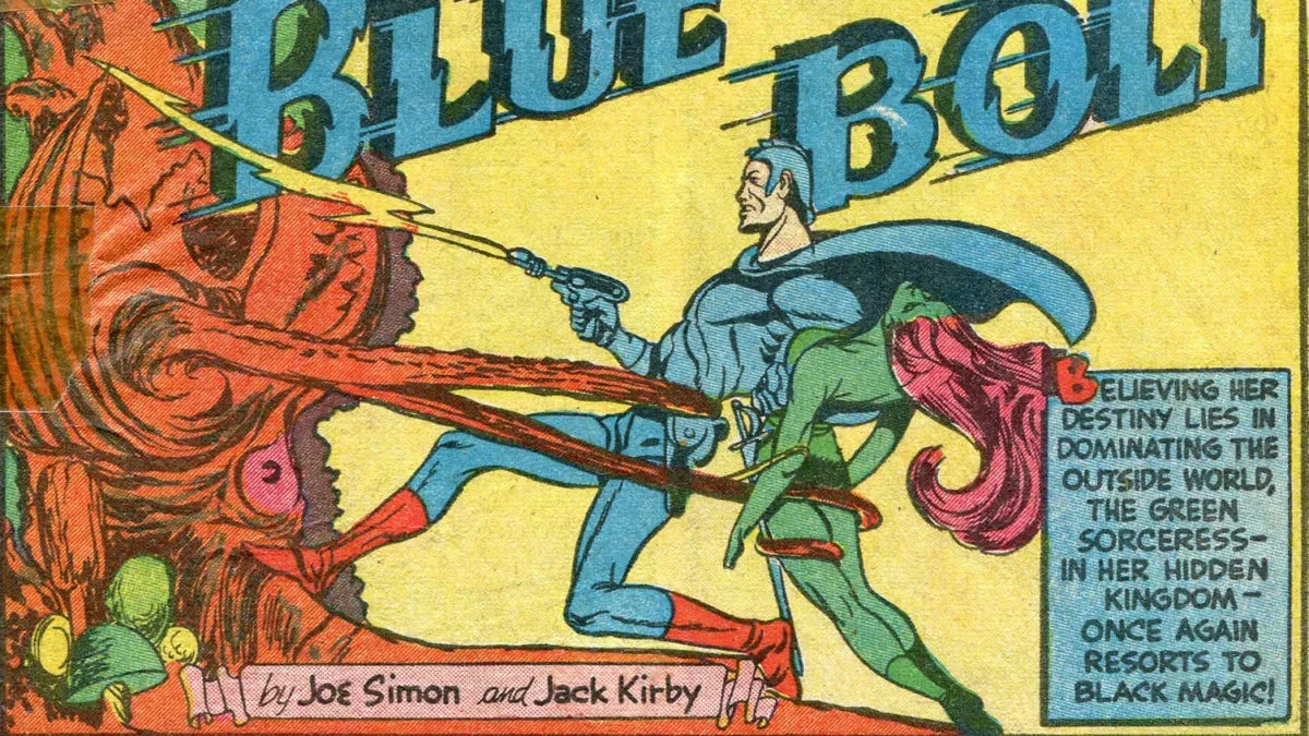 Cover of Blue Bolt #5 from Novelty Press, cover-dated October 1940
