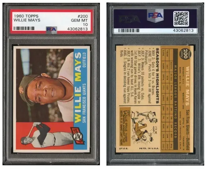 1960 Topps Willie Mays No. 200 baseball card in a graded holder